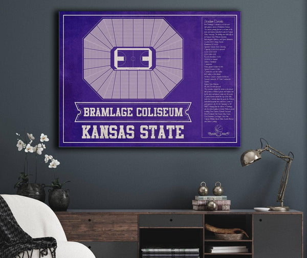 Cutler West Kansas State Wildcats -Bramlage Coliseum Seating Chart - College Basketball Team Color Art