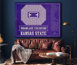 Cutler West Kansas State Wildcats -Bramlage Coliseum Seating Chart - College Basketball Team Color Art