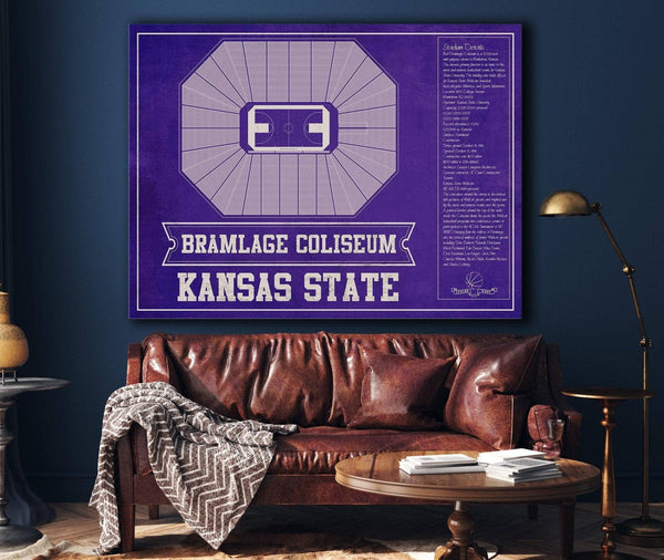 Cutler West Kansas State Wildcats -Bramlage Coliseum Seating Chart - College Basketball Team Color Art