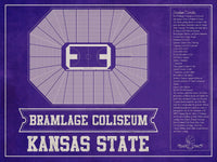 Cutler West Basketball Collection 14" x 11" / Unframed Kansas State Wildcats -Bramlage Coliseum Seating Chart - College Basketball Team Color Art 675914345-TEAM_83624