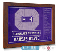 Cutler West Basketball Collection 14" x 11" / Walnut Frame Kansas State Wildcats -Bramlage Coliseum Seating Chart - College Basketball Team Color Art 675914345-TEAM_83627