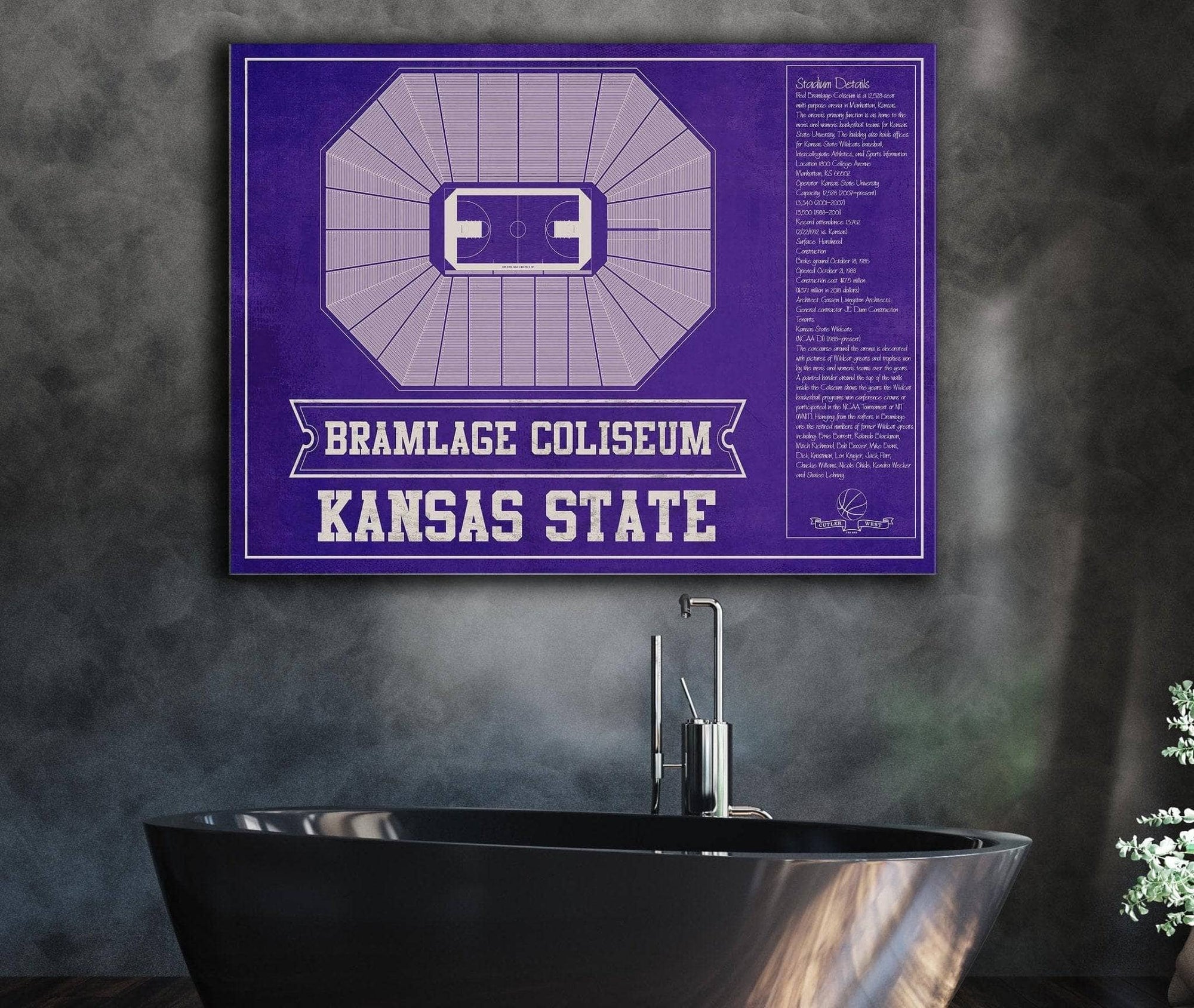 Cutler West Basketball Collection Kansas State Wildcats -Bramlage Coliseum Seating Chart - College Basketball Team Color Art