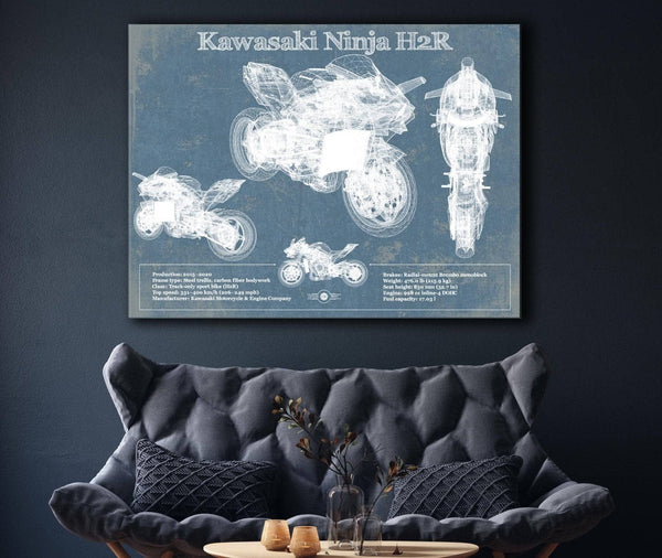 Cutler West Kawasaki H2R Ninja Blueprint Motorcycle Patent Print