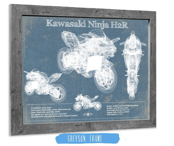 Cutler West Kawasaki H2R Ninja Blueprint Motorcycle Patent Print