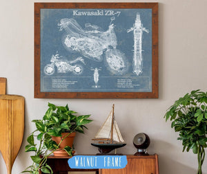 Cutler West Kawasaki ZR-7 Vintage Blueprint Motorcycle Patent Print