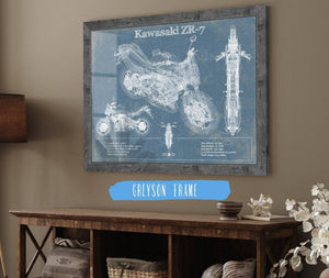 Cutler West Kawasaki ZR-7 Vintage Blueprint Motorcycle Patent Print