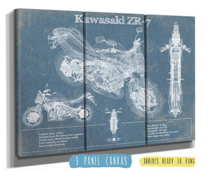 Cutler West Kawasaki ZR-7 Vintage Blueprint Motorcycle Patent Print