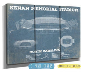 36" x 24" / 3 Panel Canvas Wrap Cutler West Kenan Memorial Stadium North Carolina Tar Heels Vintage Art Print