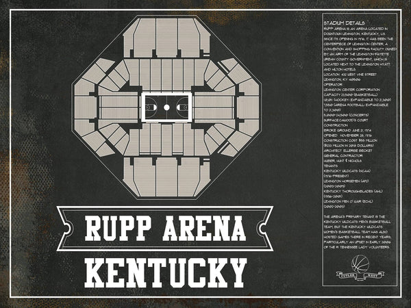 14" x 11" / Unframed Cutler West Kentucky Wildcats Rupp Arena Black And White