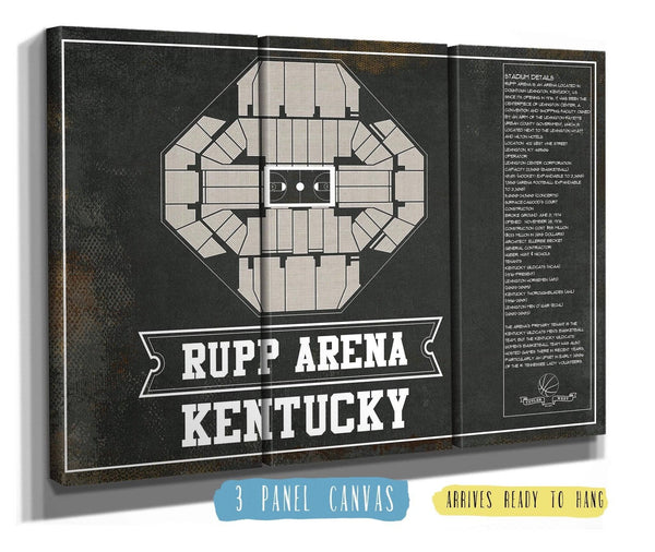 36" x 24" / 3 Panel Canvas Wrap Cutler West Kentucky Wildcats Rupp Arena Black And White