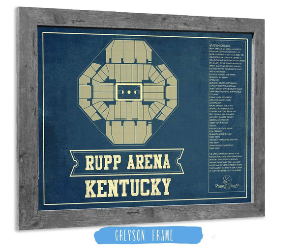 14" x 11" / Greyson Frame Cutler West Kentucky Wildcats - Rupp Arena Seating Chart - College Basketball Blueprint Art