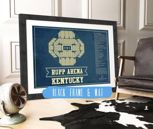 20" x 16" / Black Frame & Mat Cutler West Kentucky Wildcats - Rupp Arena Seating Chart - College Basketball Blueprint Art