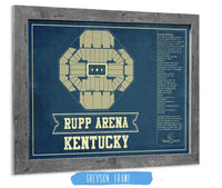 Cutler West Basketball Collection 14" x 11" / Greyson Frame Kentucky Wildcats - Rupp Arena Seating Chart - College Basketball Blueprint Art 662071190_83763