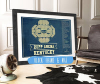 Cutler West Basketball Collection 14" x 11" / Black Frame & Mat Kentucky Wildcats - Rupp Arena Seating Chart - College Basketball Blueprint Art 662071190_83758