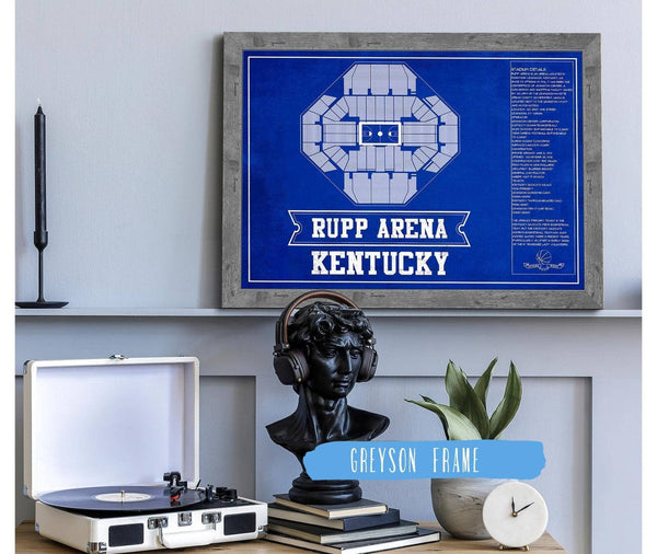 14" x 11" / Greyson Frame Cutler West Kentucky Wildcats - Rupp Arena Seating Chart - College Basketball Blueprint Team Color Art