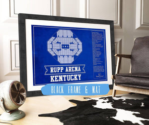 20" x 16" / Black Frame & Mat Cutler West Kentucky Wildcats - Rupp Arena Seating Chart - College Basketball Blueprint Team Color Art