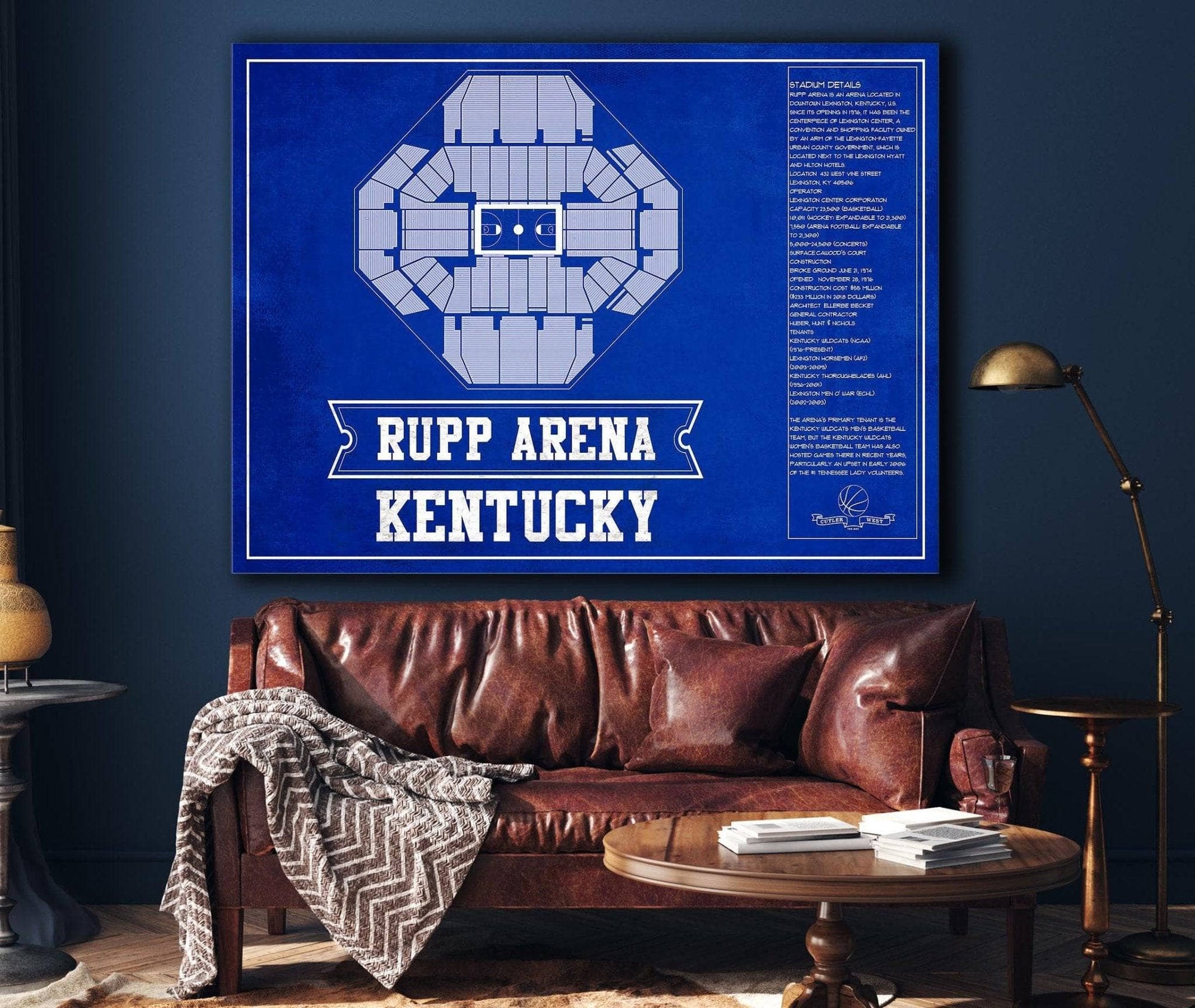 Cutler West Basketball Collection Kentucky Wildcats - Rupp Arena Seating Chart - College Basketball Blueprint Team Color Art