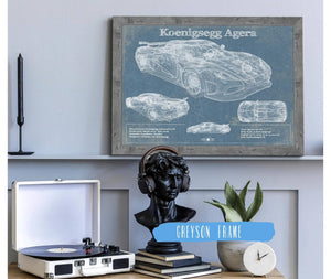 Cutler West Koenigsegg Agera Blueprint Patent Race Car Print