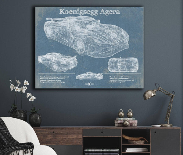 Cutler West Koenigsegg Agera Blueprint Patent Race Car Print