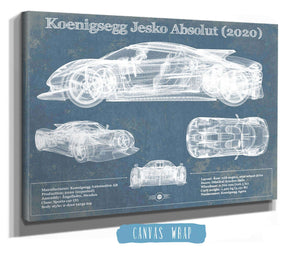 Cutler West Koenigsegg Jesko Absolut 2020 Blueprint Patent Race Car Print