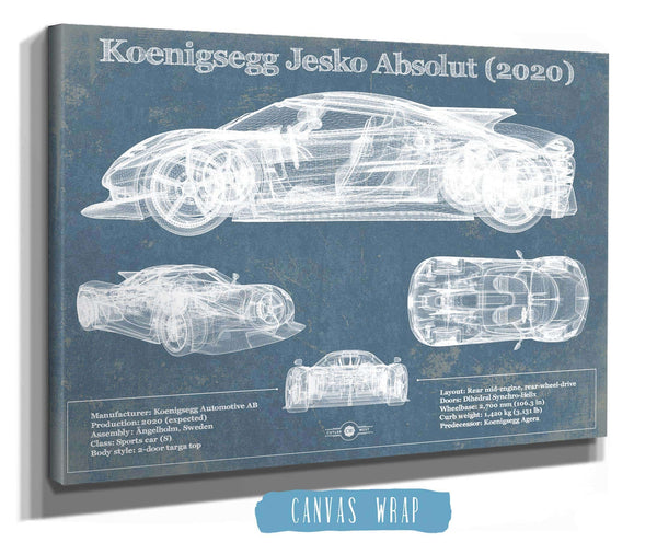 Cutler West Koenigsegg Jesko Absolut 2020 Blueprint Patent Race Car Print