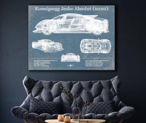 Cutler West Koenigsegg Jesko Absolut 2020 Blueprint Patent Race Car Print