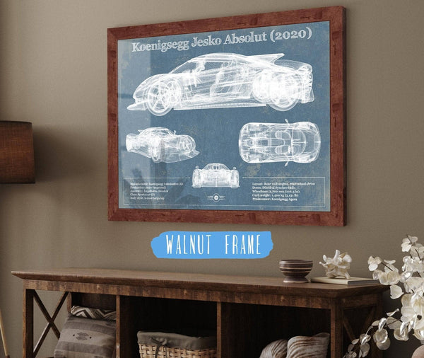 Cutler West Koenigsegg Jesko Absolut 2020 Blueprint Patent Race Car Print