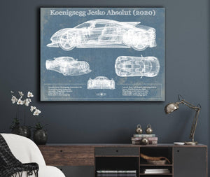 Cutler West Koenigsegg Jesko Absolut 2020 Blueprint Patent Race Car Print