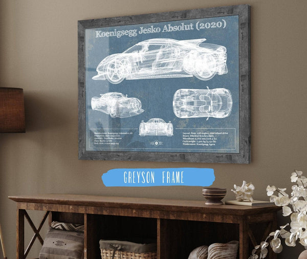 Cutler West Koenigsegg Jesko Absolut 2020 Blueprint Patent Race Car Print