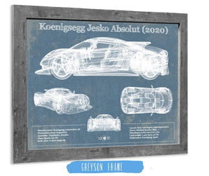 14" x 11" / Greyson Frame Cutler West Koenigsegg Jesko Absolut 2020 Blueprint Patent Race Car Print