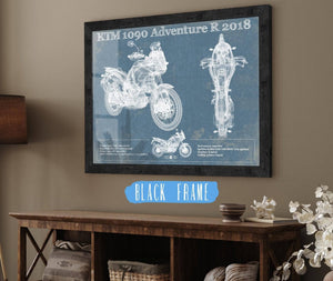 20" x 16" / Black Frame Cutler West KTM 1090 Adventure R 2018 Blueprint Motorcycle Patent Print