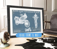 Cutler West 14" x 11" / Black Frame & Mat KTM 1090 Adventure R 2018 Blueprint Motorcycle Patent Print 845000246_66290