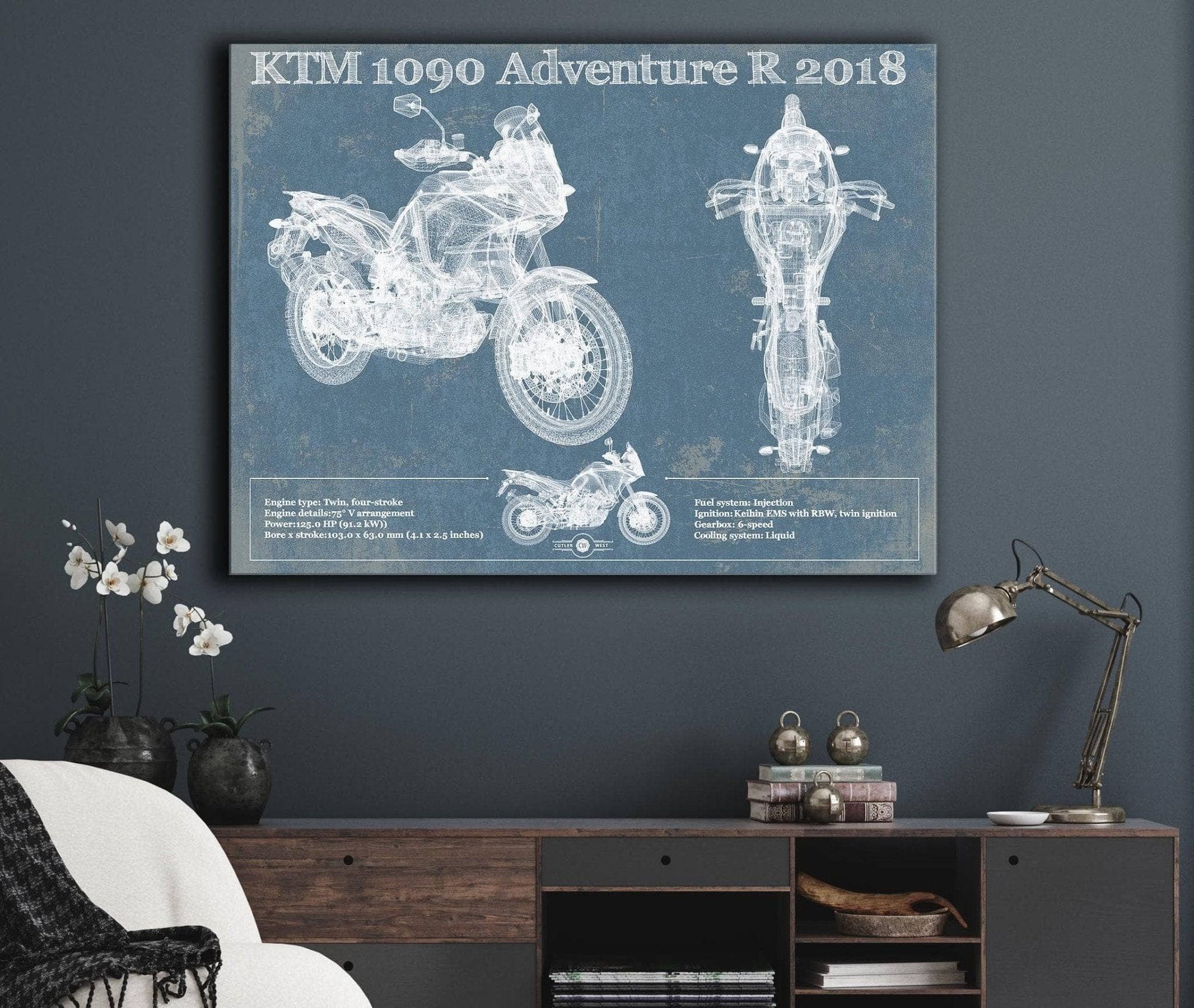 Cutler West KTM 1090 Adventure R 2018 Blueprint Motorcycle Patent Print
