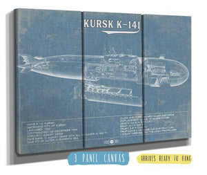 36" x 24" / 3 Panel Canvas Wrap Cutler West Kursk K-141 Russian Submarine  Vintage Maritime Print