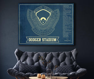 Cutler West LA Dodgers Stadium Seating Chart - Vintage Baseball Fan Print