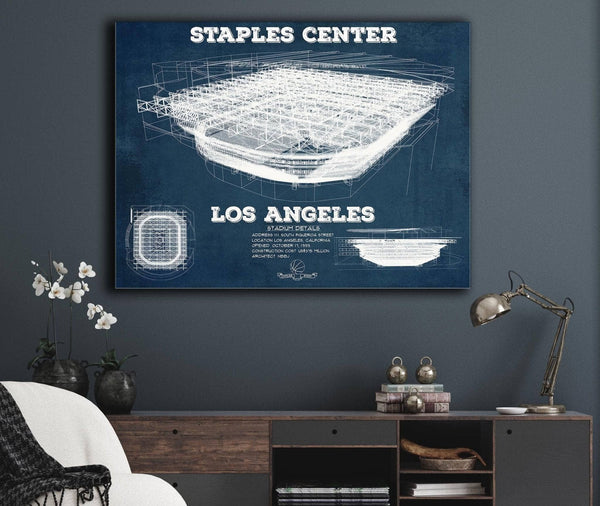 Cutler West LA Lakers - Staples Center Vintage Blueprint NBA Basketball NBA Print