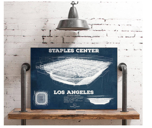 Cutler West LA Lakers - Staples Center Vintage Blueprint NBA Basketball NBA Print