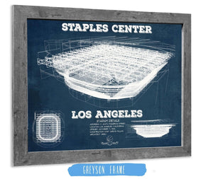 14" x 11" / Greyson Frame Cutler West LA Lakers - Staples Center Vintage Blueprint NBA Basketball NBA Print