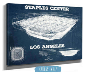 14" x 11" / Stretched Canvas Wrap Cutler West LA Lakers - Staples Center Vintage Blueprint NBA Basketball NBA Print