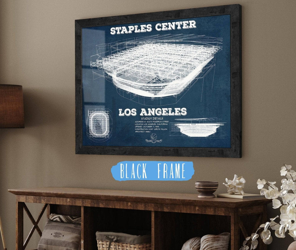14" x 11" / Stretched Canvas Wrap Cutler West LA Lakers - Staples Center Vintage Blueprint NBA Basketball NBA Print
