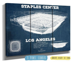 36" x 24" / 3 Panel Canvas Wrap Cutler West LA Lakers - Staples Center Vintage Blueprint NBA Basketball NBA Print