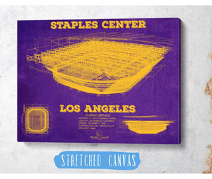Cutler West LA Lakers - Staples Center Vintage Blueprint NBA Basketball NBA Team Color Print