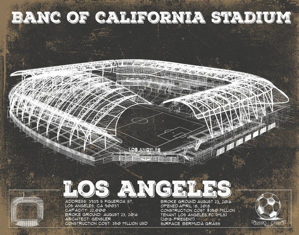 14" x 11" / Unframed Cutler West LAFC - Vintage Banc of California Stadium MLS Soccer Print
