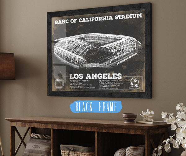 20" x 16" / Black Frame Cutler West LAFC - Vintage Banc of California Stadium MLS Soccer Print