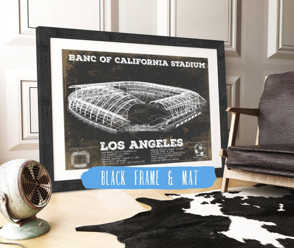20" x 16" / Black Frame & Mat Cutler West LAFC - Vintage Banc of California Stadium MLS Soccer Print