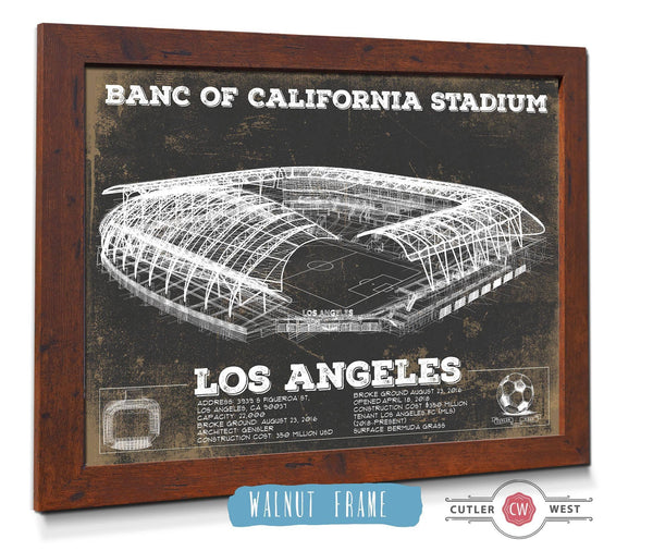 20" x 16" / Walnut Frame Cutler West LAFC - Vintage Banc of California Stadium MLS Soccer Print