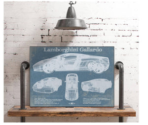 Cutler West Lamborghini Gallardo Vintage Blueprint Auto Print