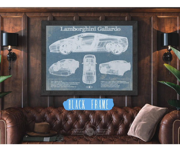 Cutler West Lamborghini Gallardo Vintage Blueprint Auto Print