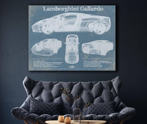 Cutler West Lamborghini Gallardo Vintage Blueprint Auto Print