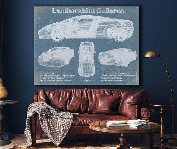 Cutler West Lamborghini Gallardo Vintage Blueprint Auto Print